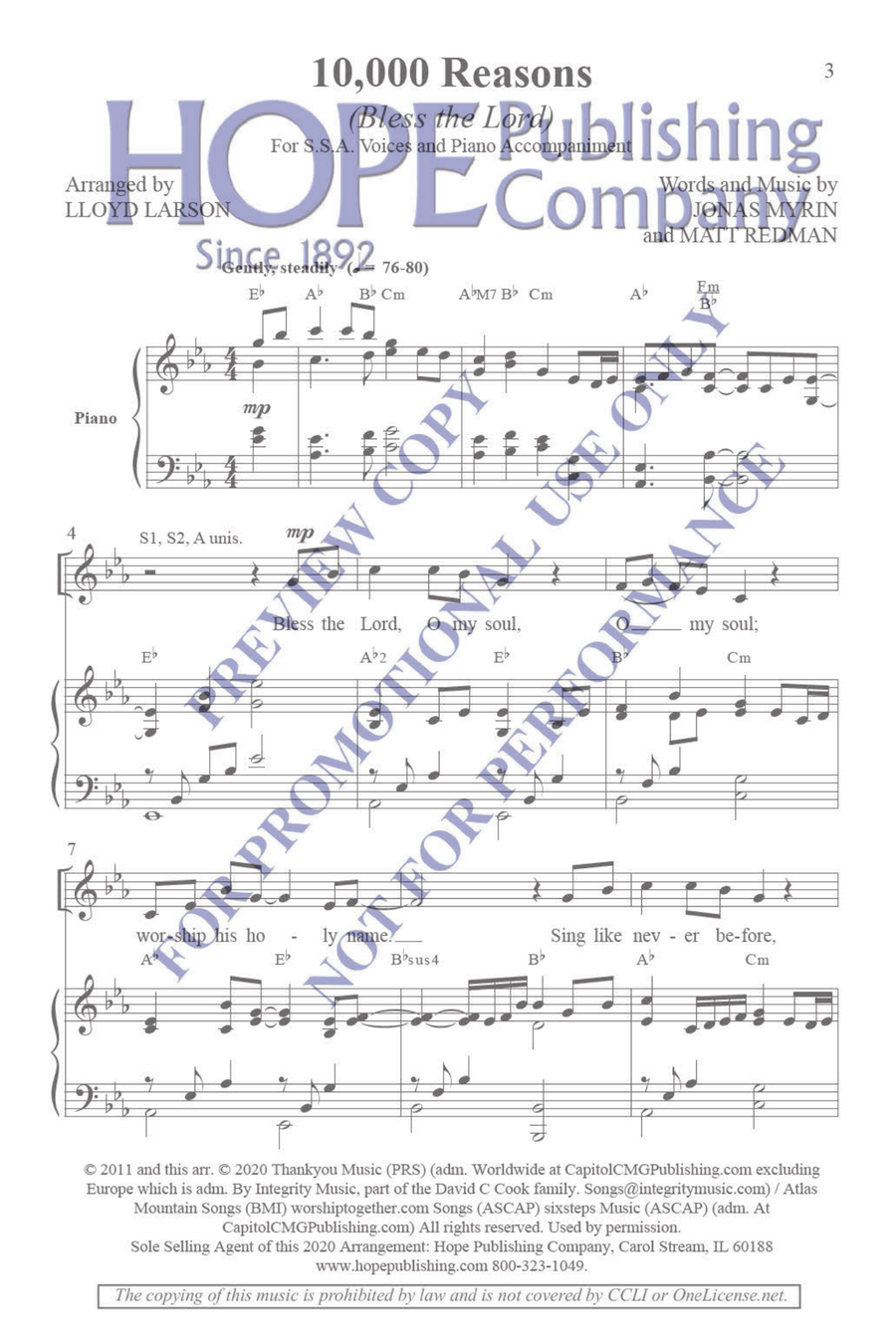 10,000 Reasons (Bless the Lord) SSA scores gallery preview page 4