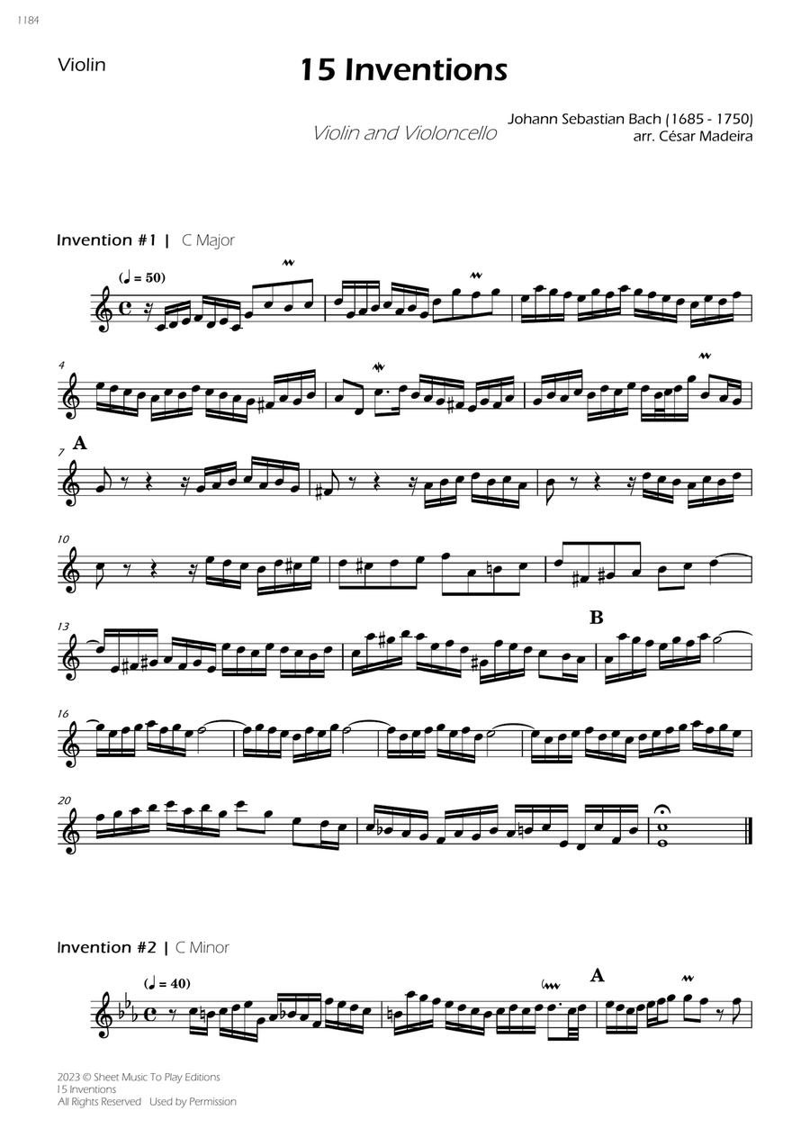 15 Inventions - Violin and Cello (Individual Parts) String Duet scores gallery preview page 4
