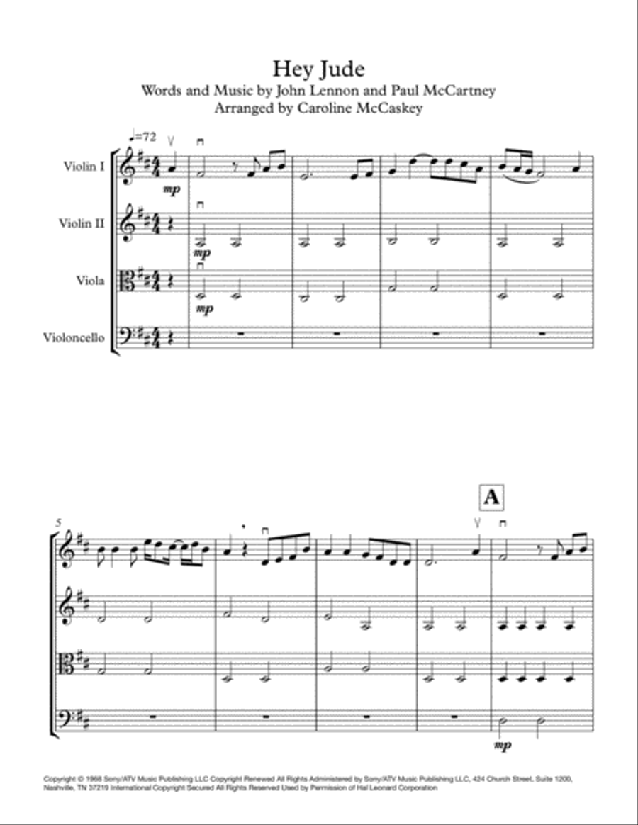 Hey Jude String Quartet scores gallery preview page 2