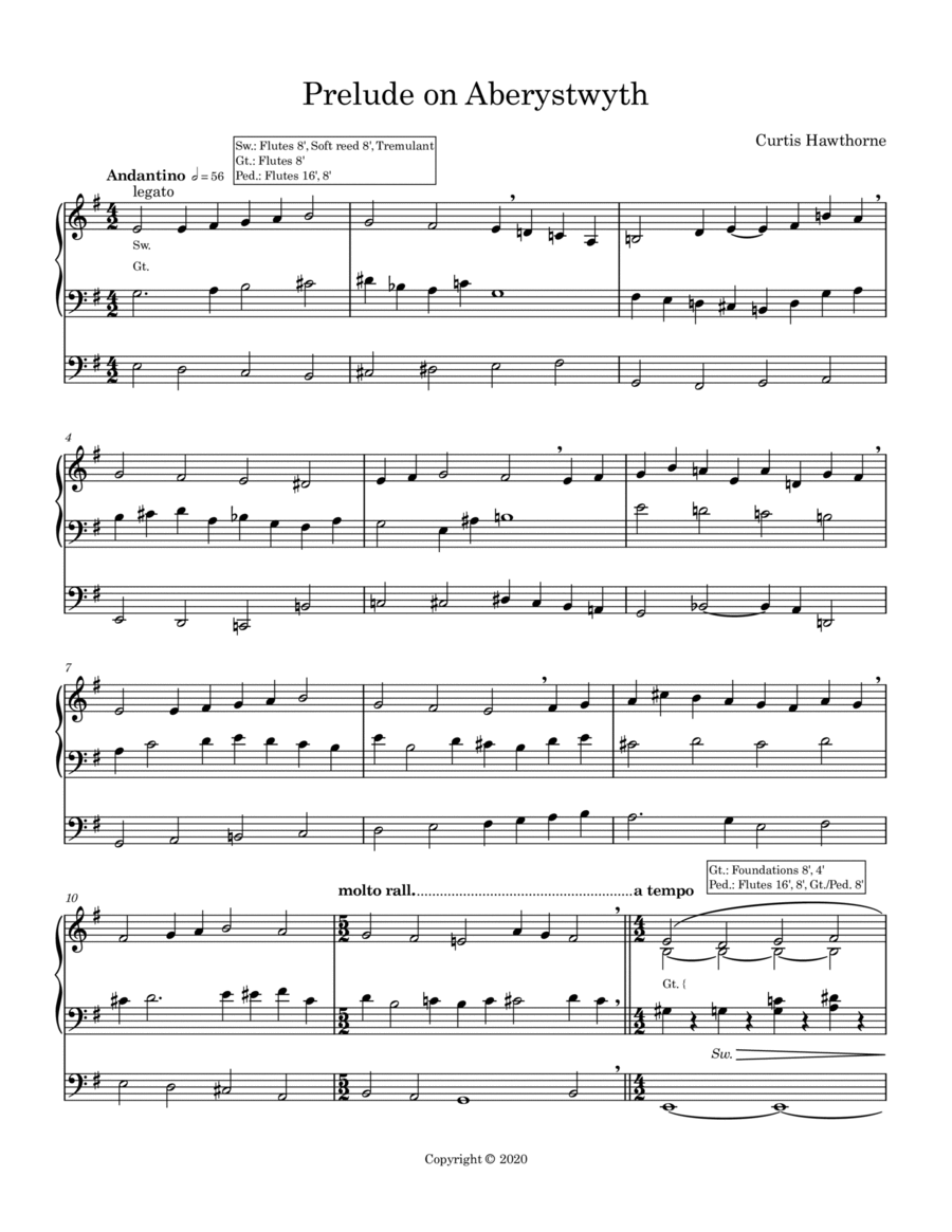 Prelude on Aberystwyth (Jesus, Lover of My Soul) Organ Solo scores gallery preview page 1