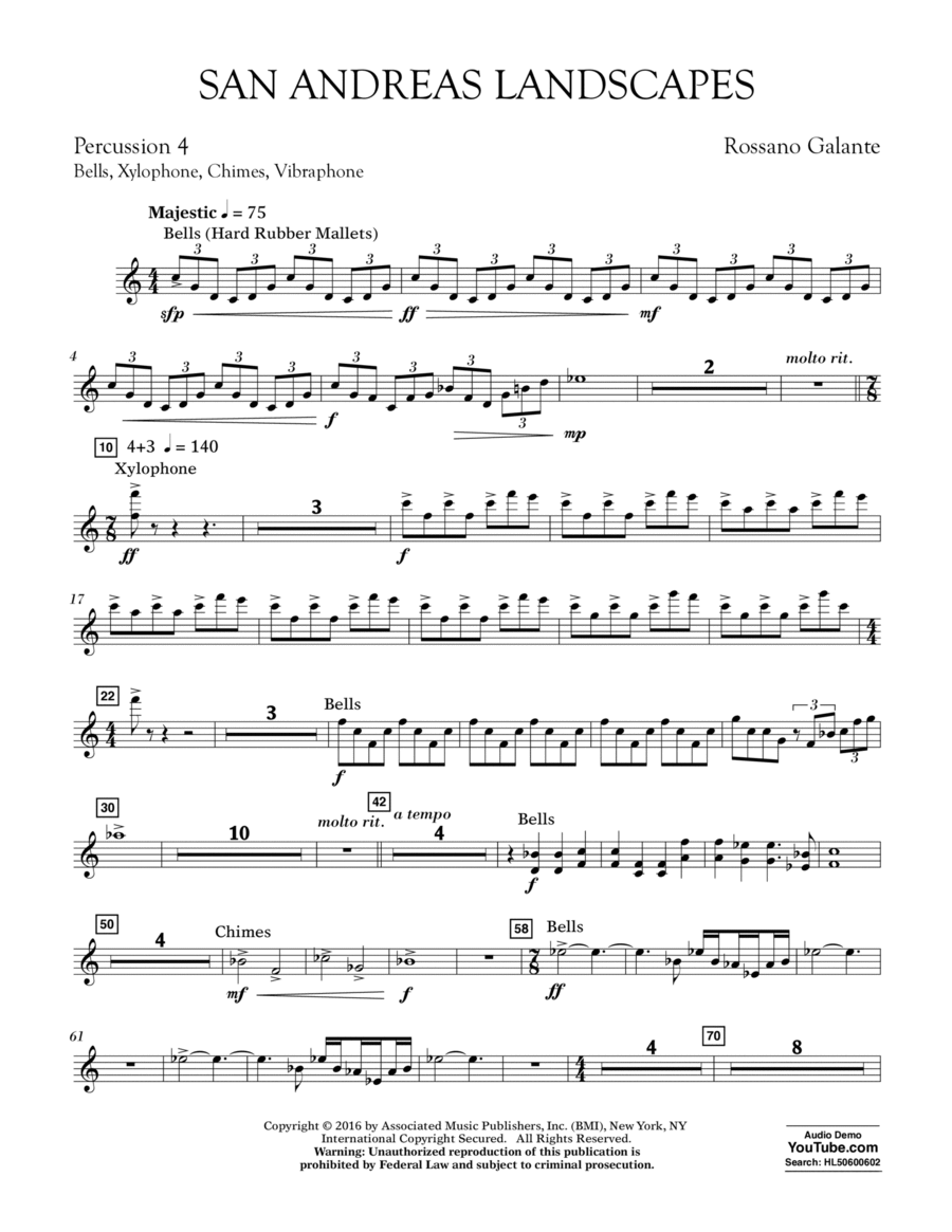 San Andreas Landscapes - Percussion 4 Percussion scores gallery preview page 1