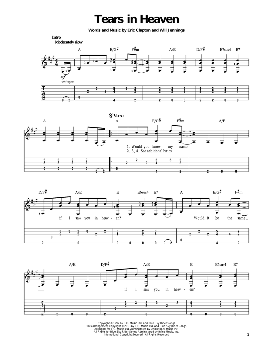 Tears In Heaven Acoustic Guitar scores gallery preview page 1