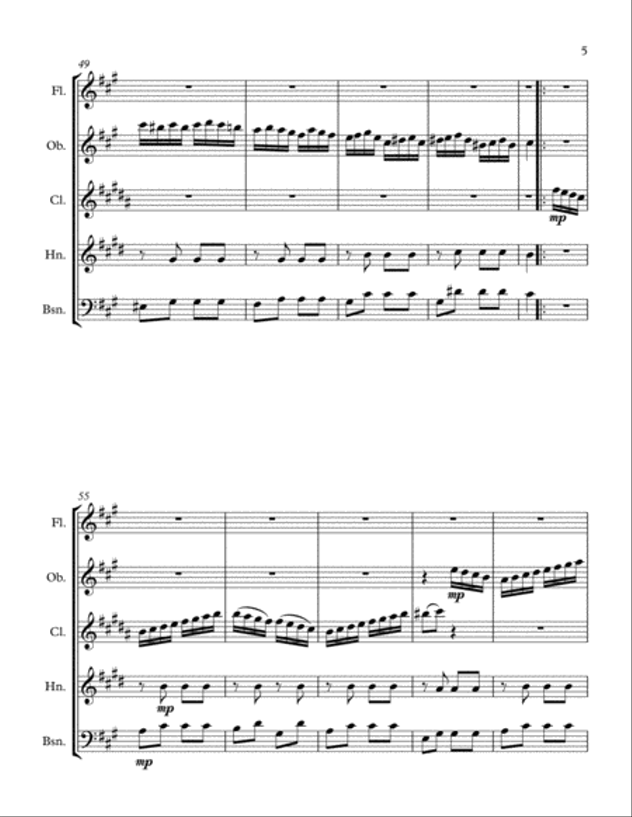 Turkish March for Woodwind Quintet (Rondo Alla Turca) Woodwind Quintet scores gallery preview page 5