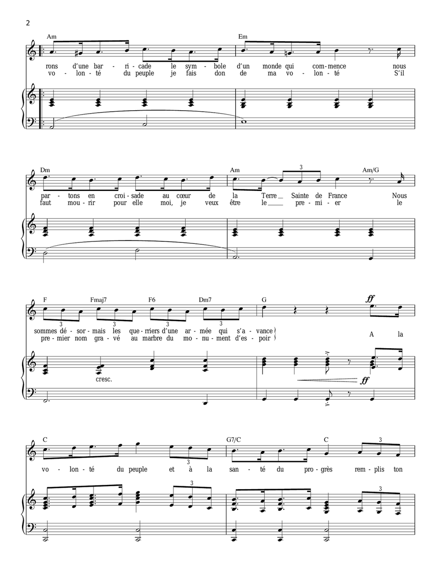 A La Volonte Du Peuple A La Volonte Du Peuple Piano, Vocal scores gallery preview page 2