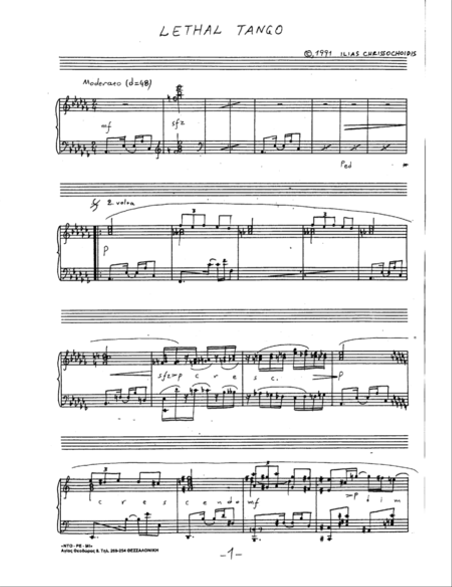 Lethal Tango Piano Solo scores gallery preview page 1