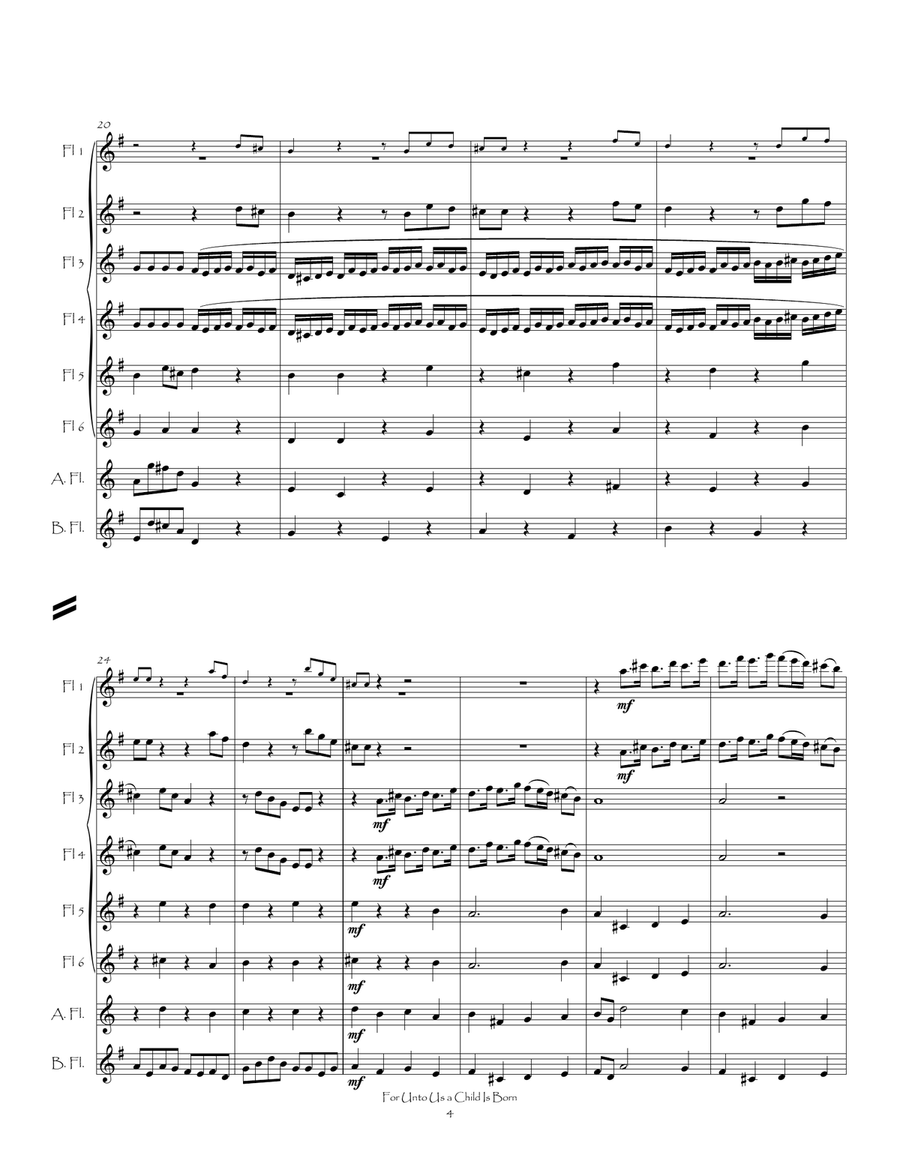 For Unto Us a Child Is Born from The Messiah for Flute Choir Flute Choir scores gallery preview page 5
