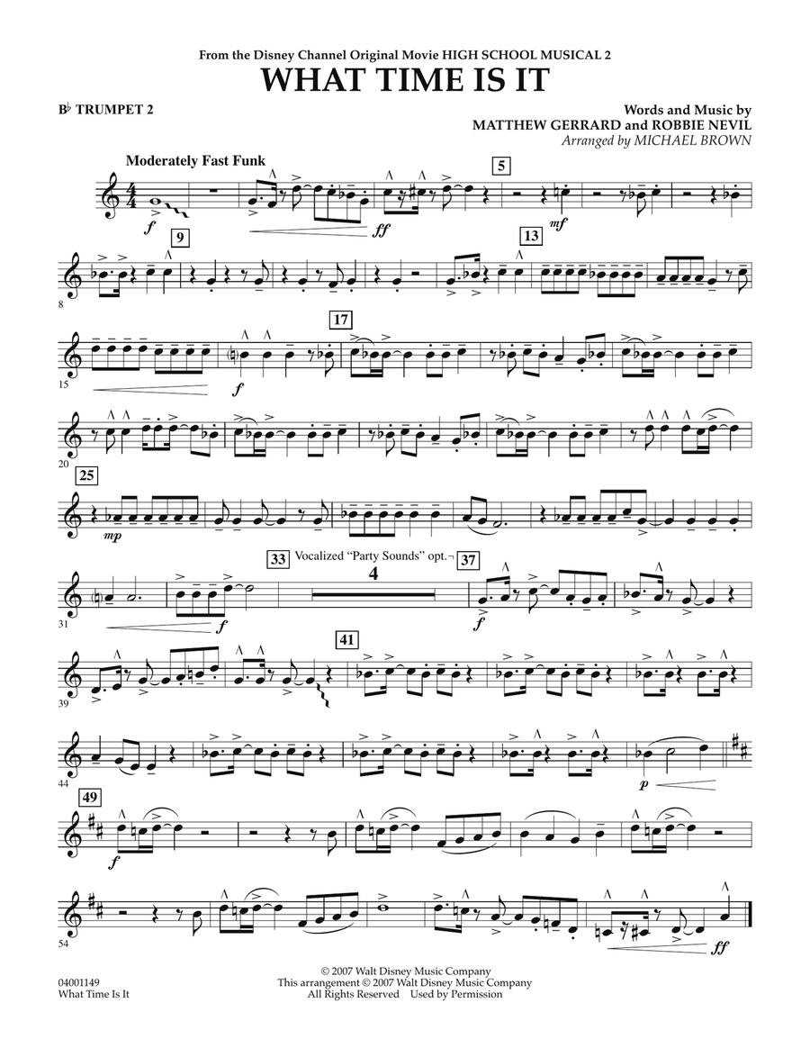 What Time Is It (from High School Musical 2) - Bb Trumpet 2 Concert Band scores gallery preview page 1