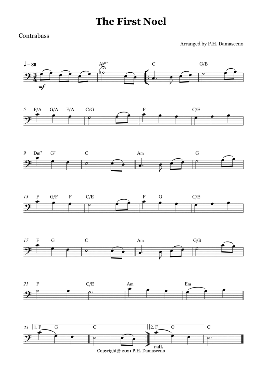 The First Noel - Contrabass Solo with Chords image number null