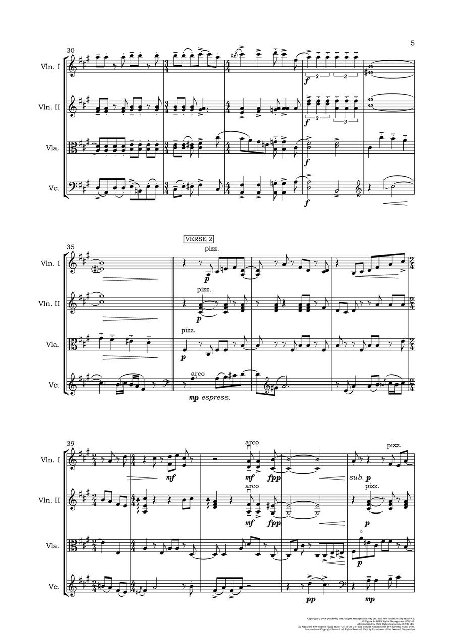 I Say A Little Prayer String Quartet scores gallery preview page 5