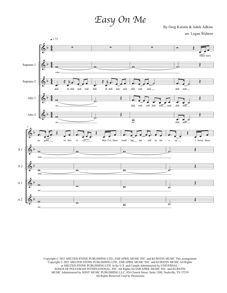 Easy On Me SSA scores gallery preview page 1
