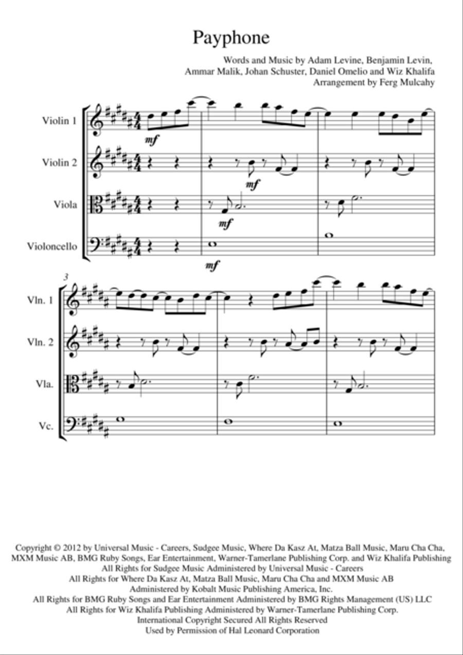 Payphone String Quartet scores gallery preview page 2