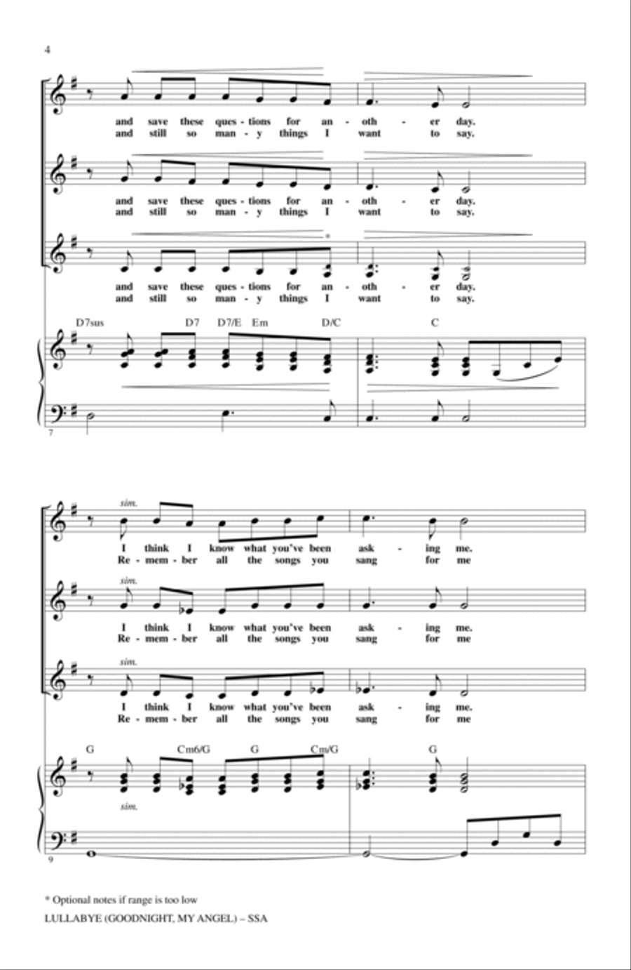 Lullabye (Goodnight, My Angel) SSA scores gallery preview page 2
