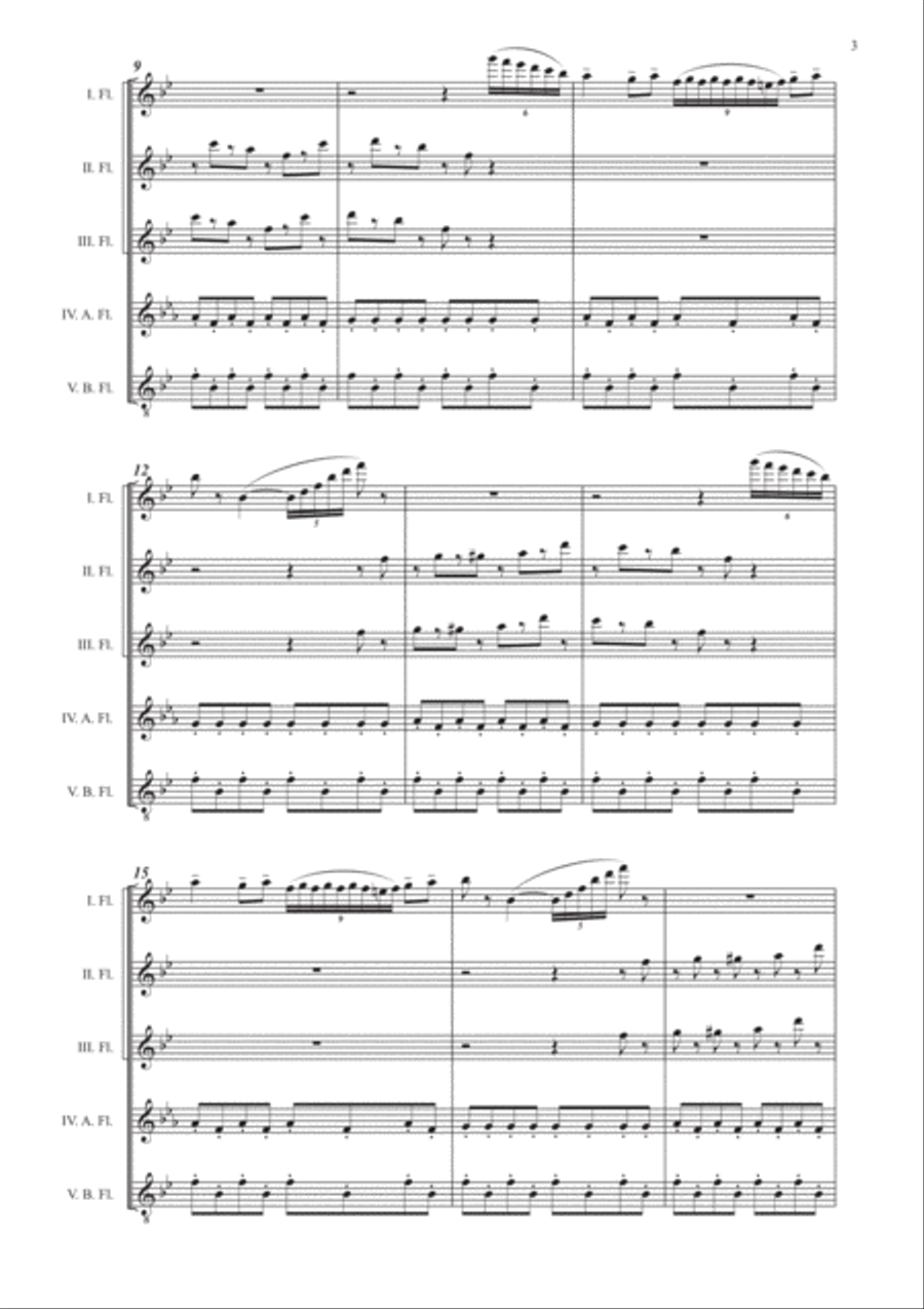 Cajkovskij: Danza cinese (Lo schiaccianoci) for Flute choir - Flute quintet Flute Choir scores gallery preview page 4