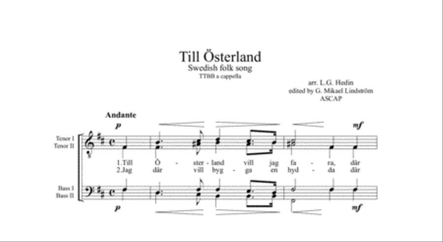 Two Swedish Folk Songs TTBB scores gallery preview page 2