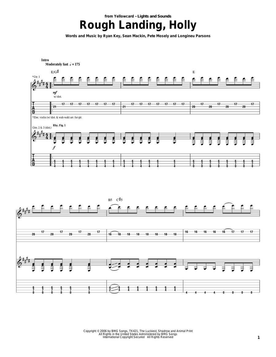 Rough Landing, Holly Acoustic Guitar scores gallery preview page 1