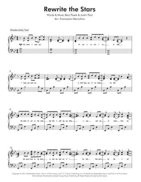 Rewrite The Stars from The Greatest Showman (Late Intermediate Piano) image number null