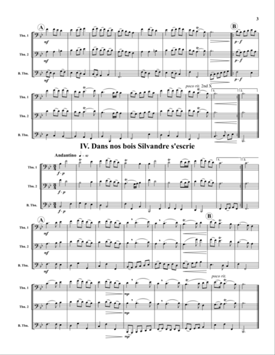 Four Selections from Trio de la Chambre du Roi Euphonium scores gallery preview page 3