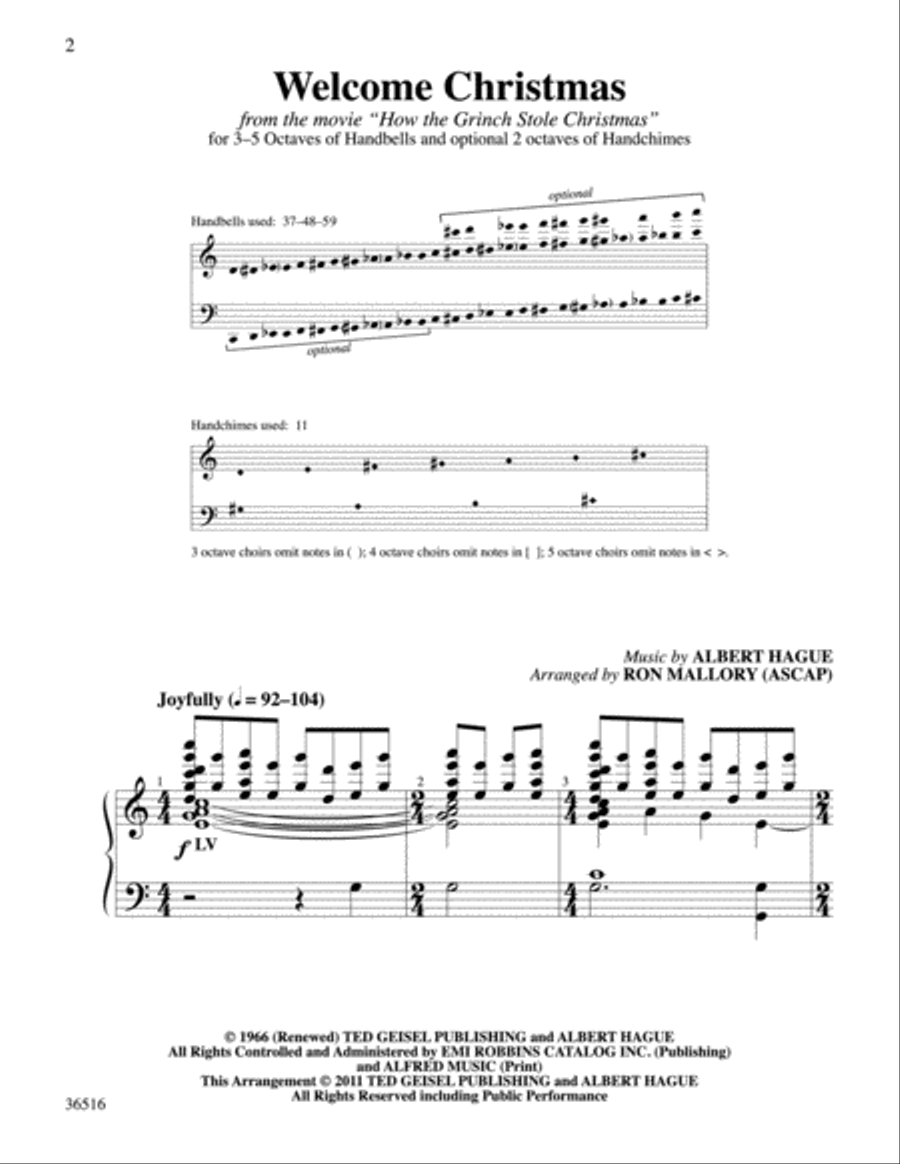 Welcome Christmas (from the movie How the Grinch Stole Christmas) Handbell Choir scores gallery preview page 2