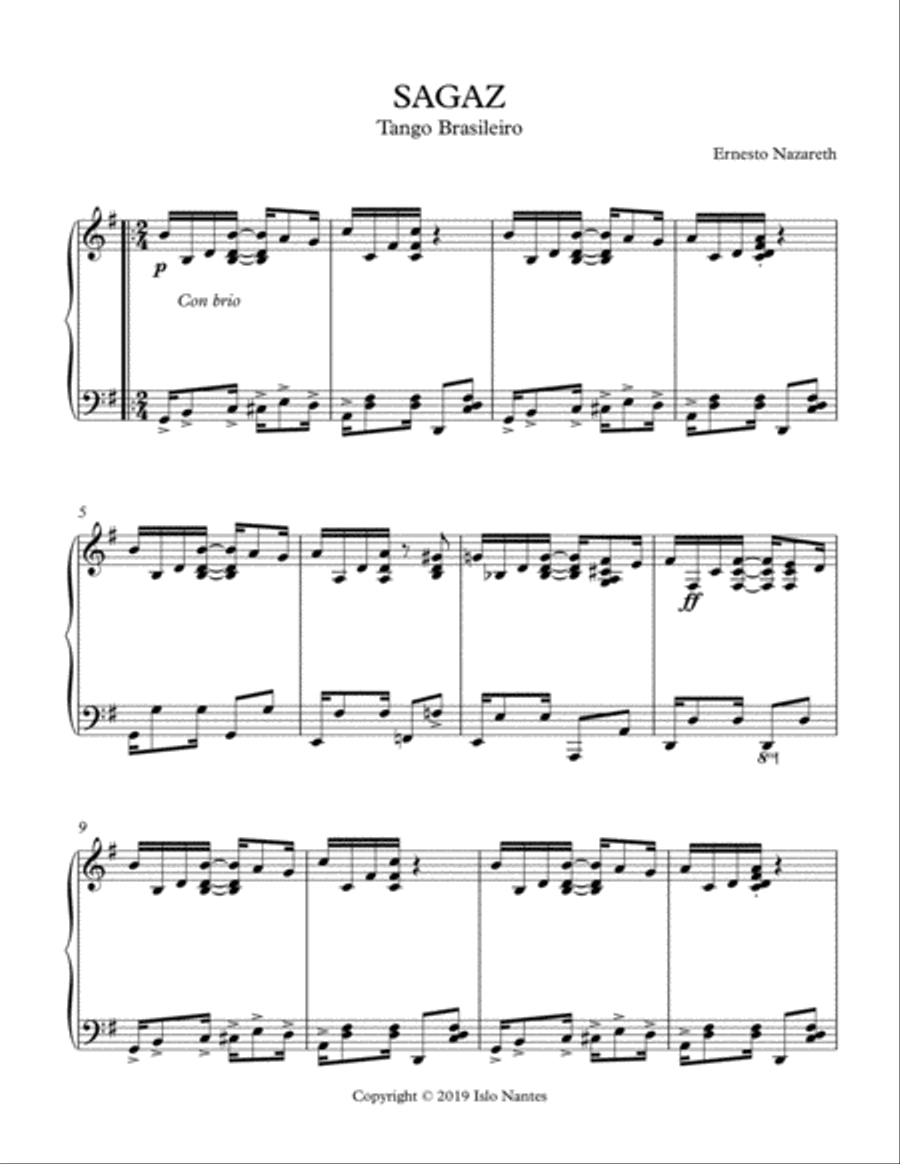 SAGAZ Piano Solo scores gallery preview page 1
