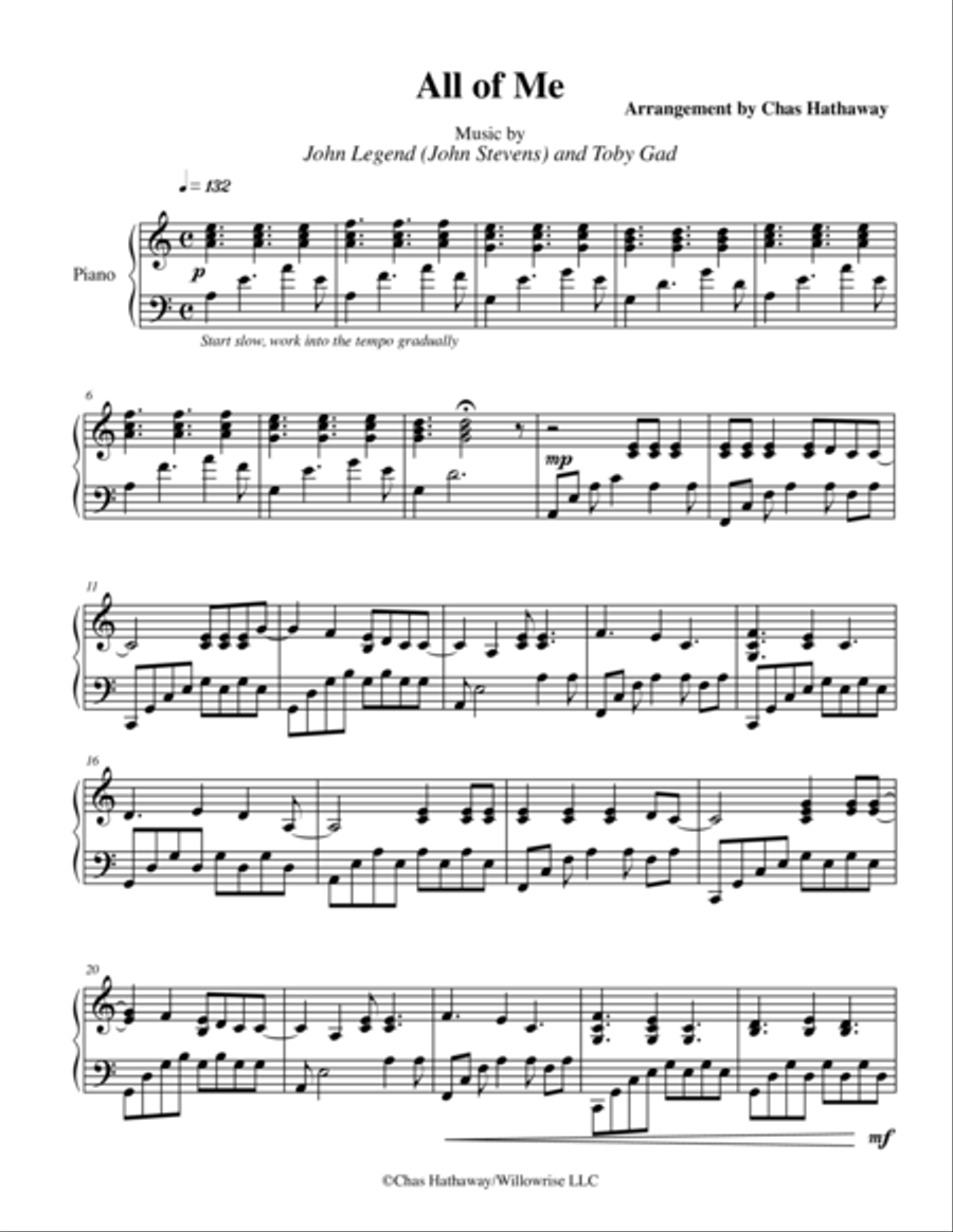 All Of Me Piano Solo scores gallery preview page 2