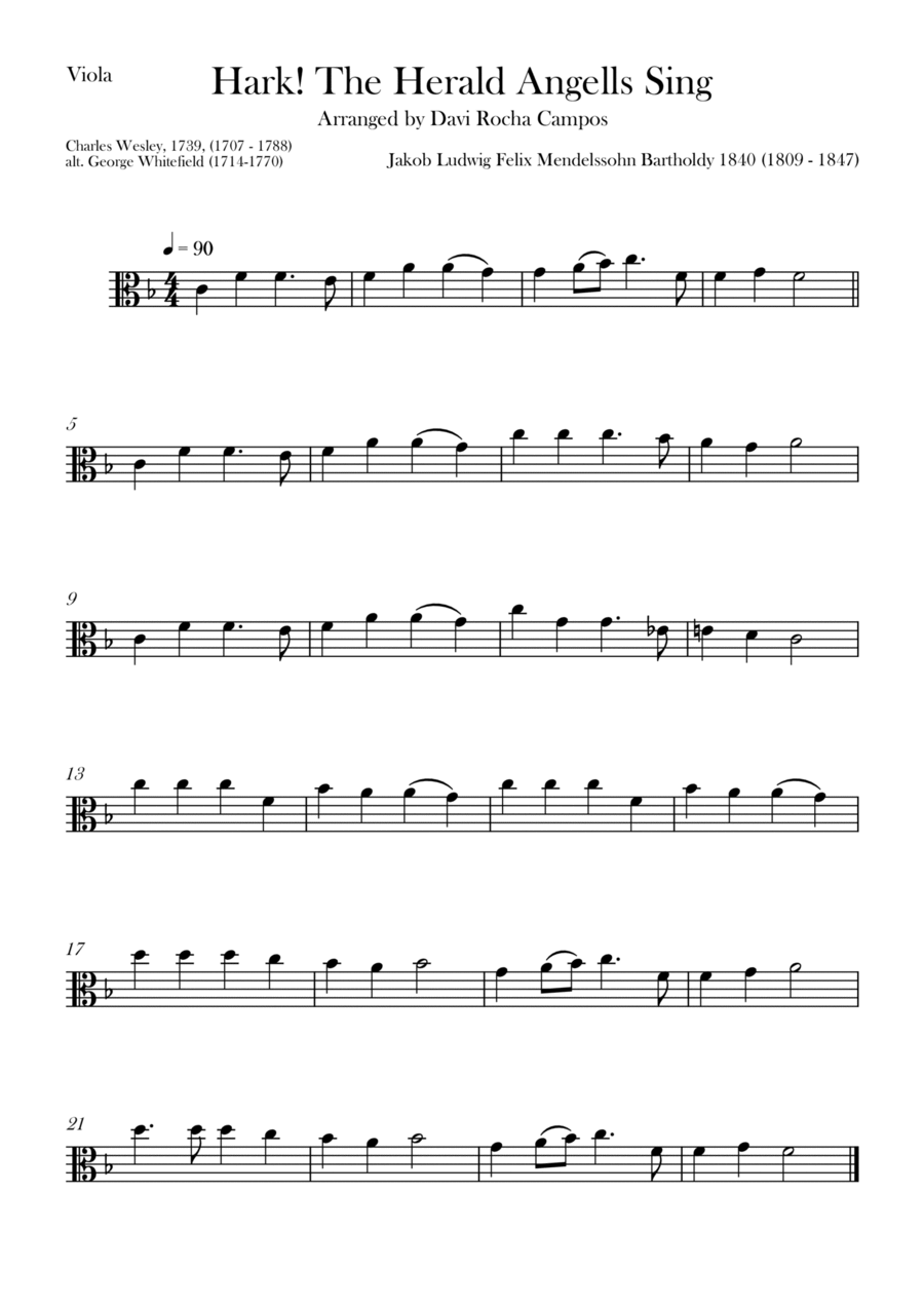 Hark! The Herald Angells Sing Viola Solo scores gallery preview page 1