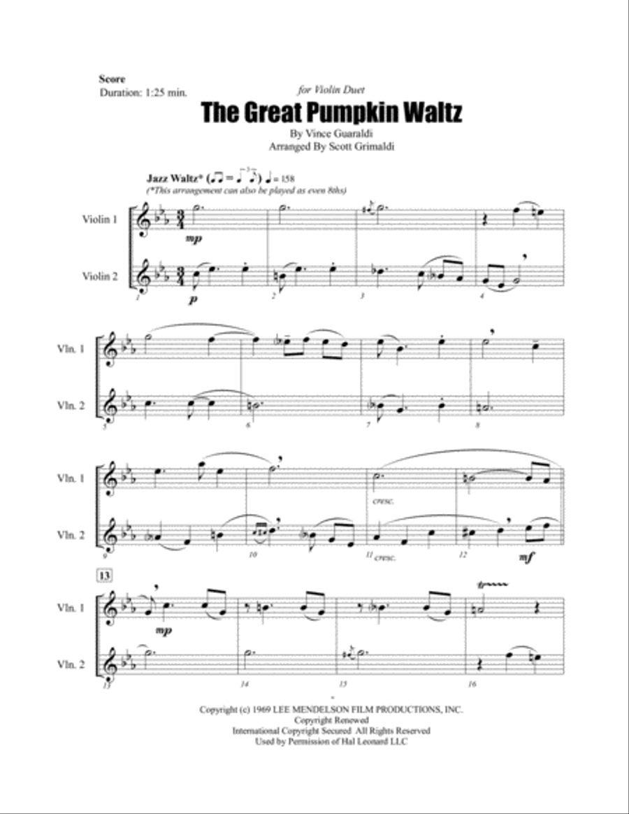 The Great Pumpkin Waltz String Duet scores gallery preview page 2