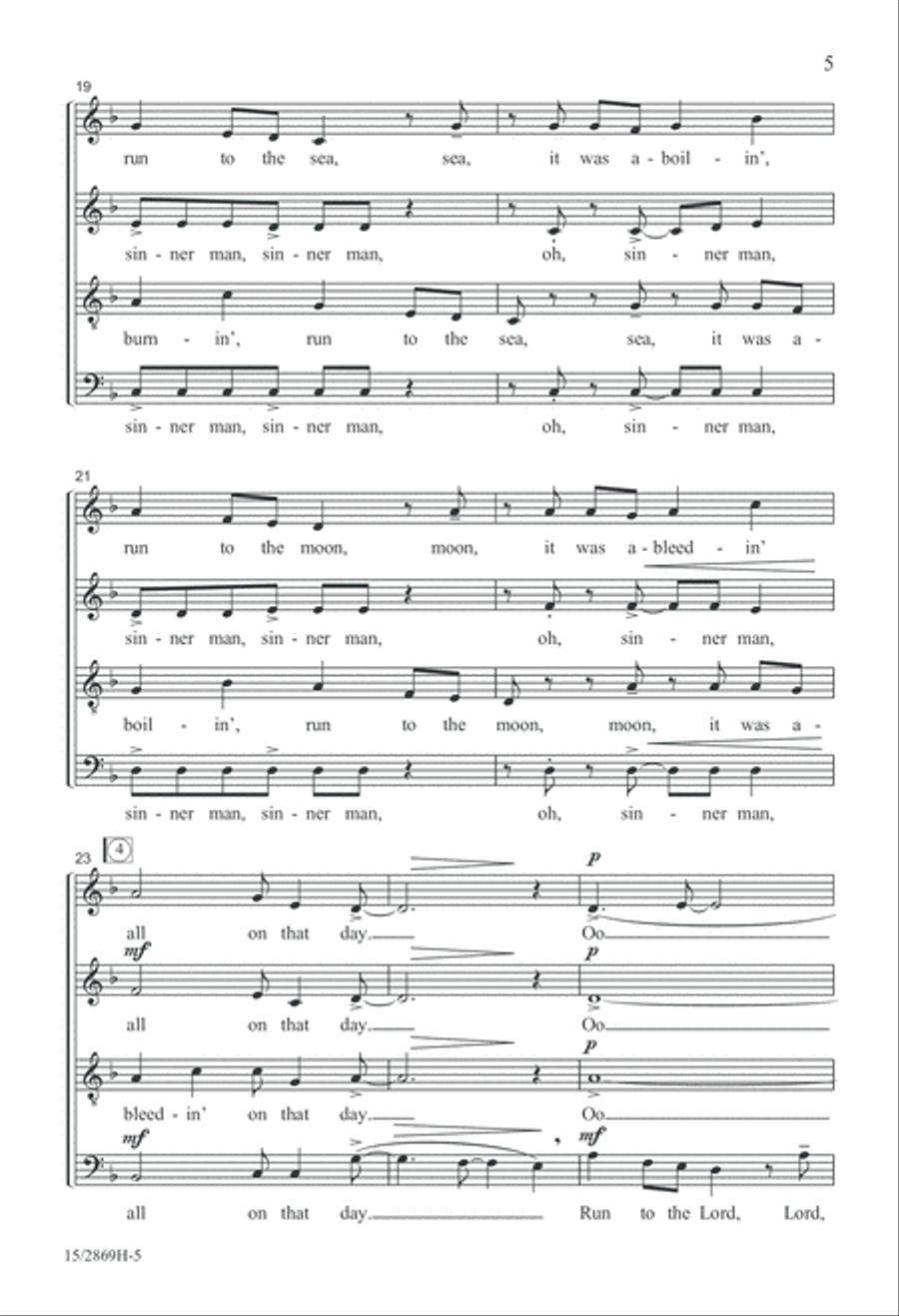 Sinner Man 4-Part scores gallery preview page 6