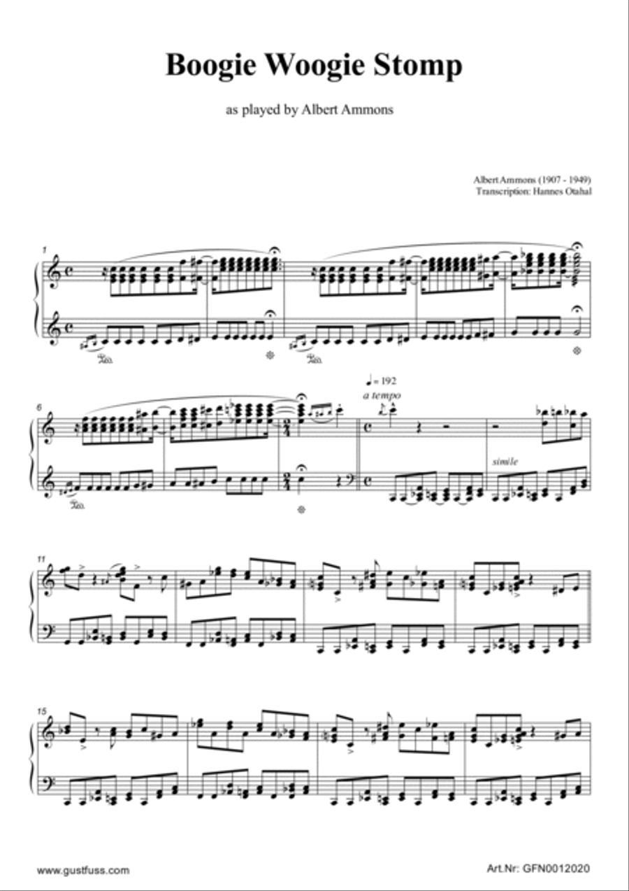 Boogie Woogie Stomp (Albert Ammons Transcription) Piano Solo scores gallery preview page 2