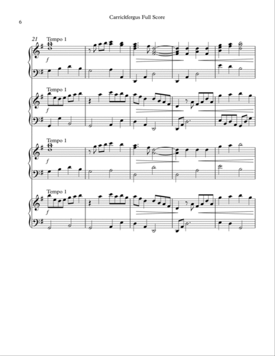 Carrickfergus - Conductor Score Pedal Harp scores gallery preview page 6