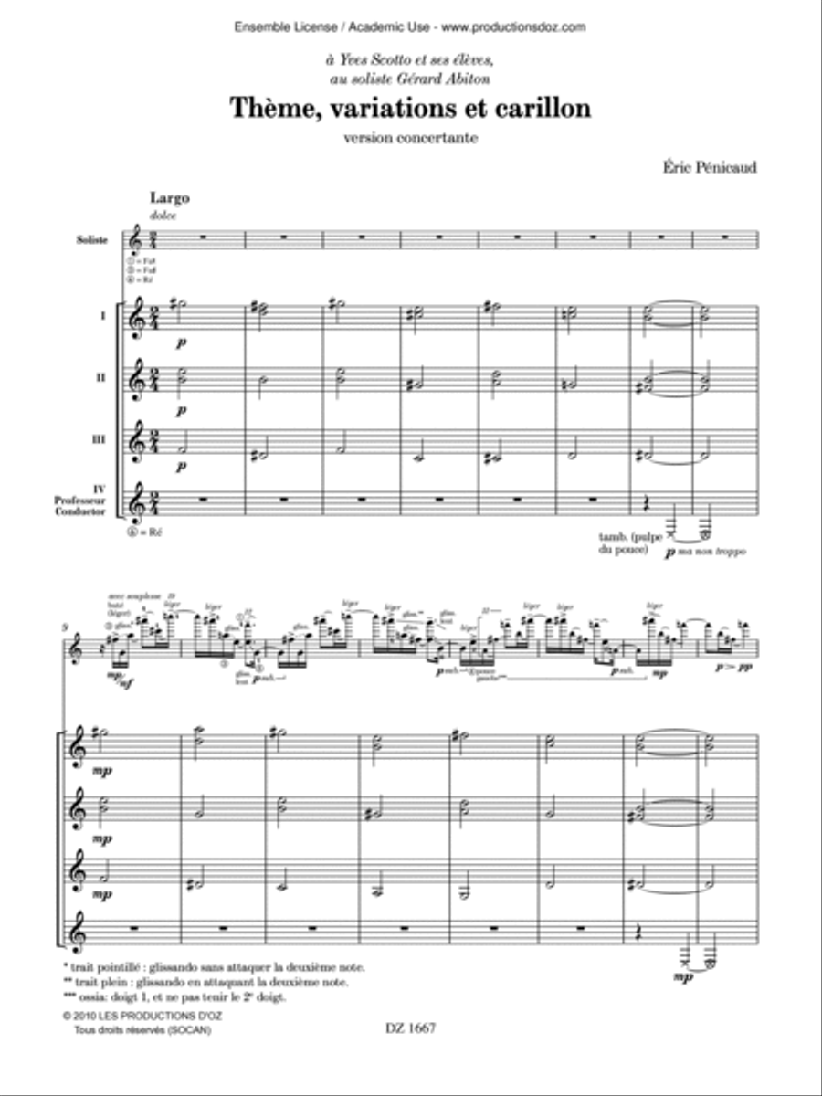 Thème, variations et carillon (version concertante) Guitar Ensemble scores gallery preview page 4