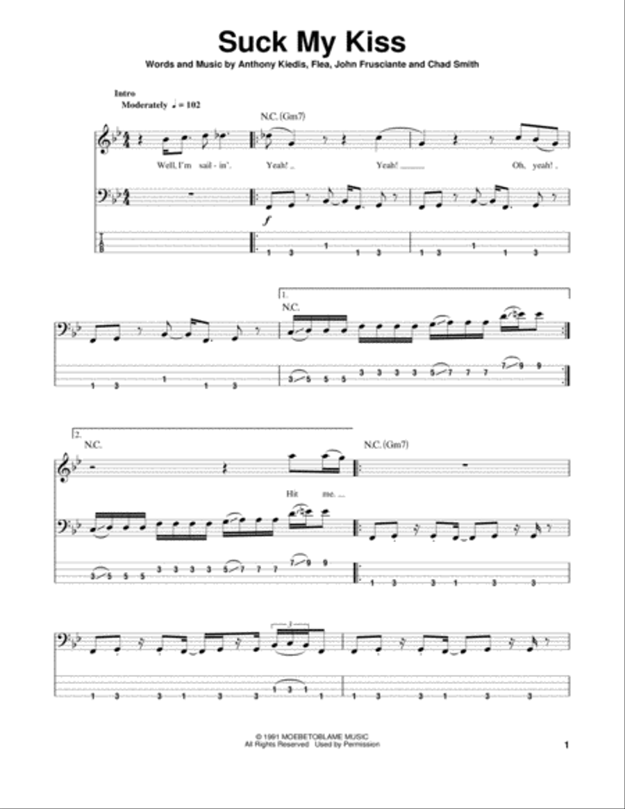 Suck My Kiss Suck My Kiss Guitar Tablature scores gallery preview page 1
