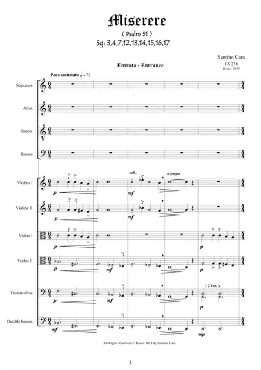 Miserere - psalm51 - Chorus SATB and string orchestra 4-Part scores gallery preview page 3