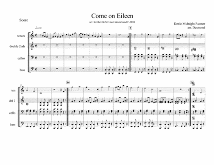 Come On Eileen Percussion Ensemble scores gallery preview page 1