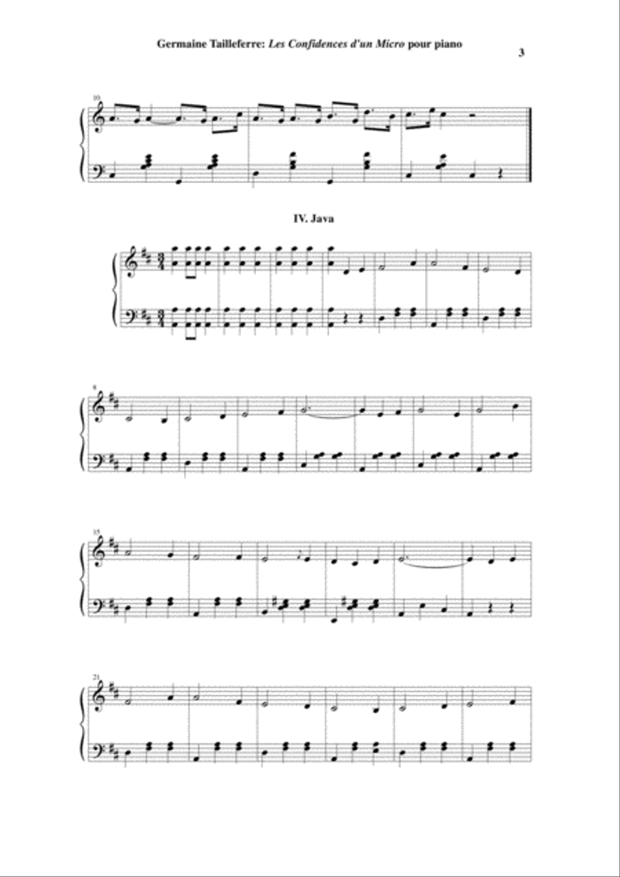 Germaine Tailleferre: Les Confidences d'un Micro for piano Piano Solo scores gallery preview page 3