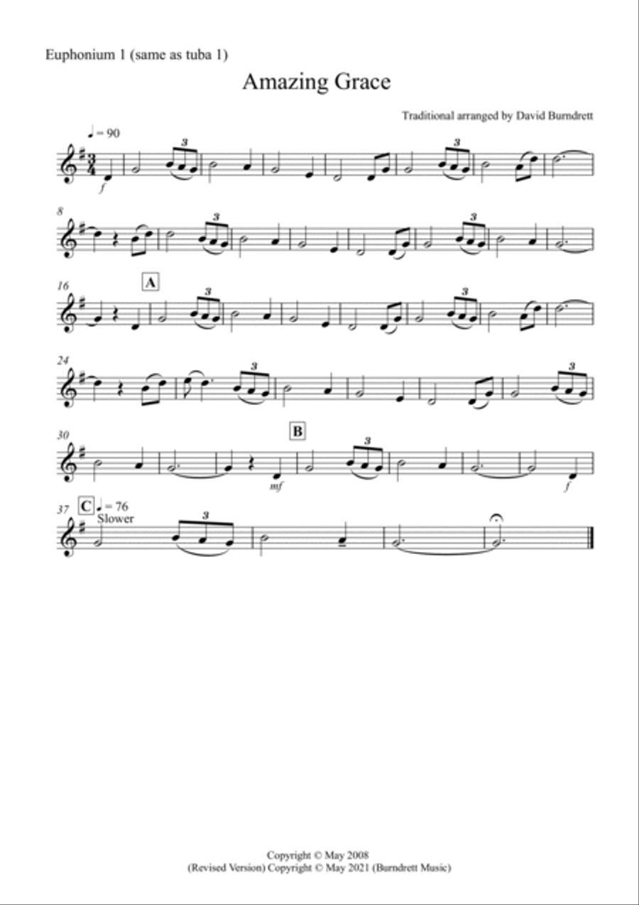 Amazing Grace for Tuba Quartet Amazing Grace for Tuba Quartet Tuba Quartet scores gallery preview page 5