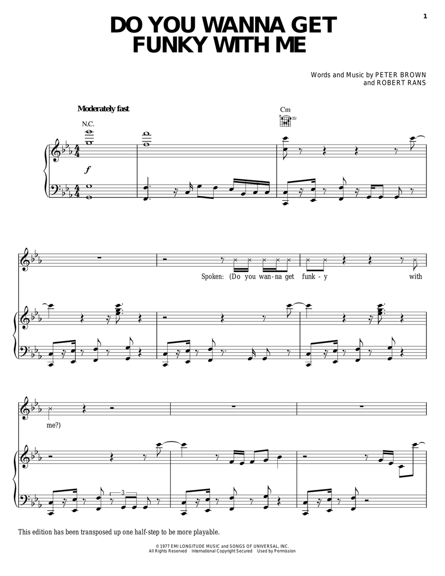 Do You Wanna Get Funky With Me Piano, Vocal, Guitar scores gallery preview page 1