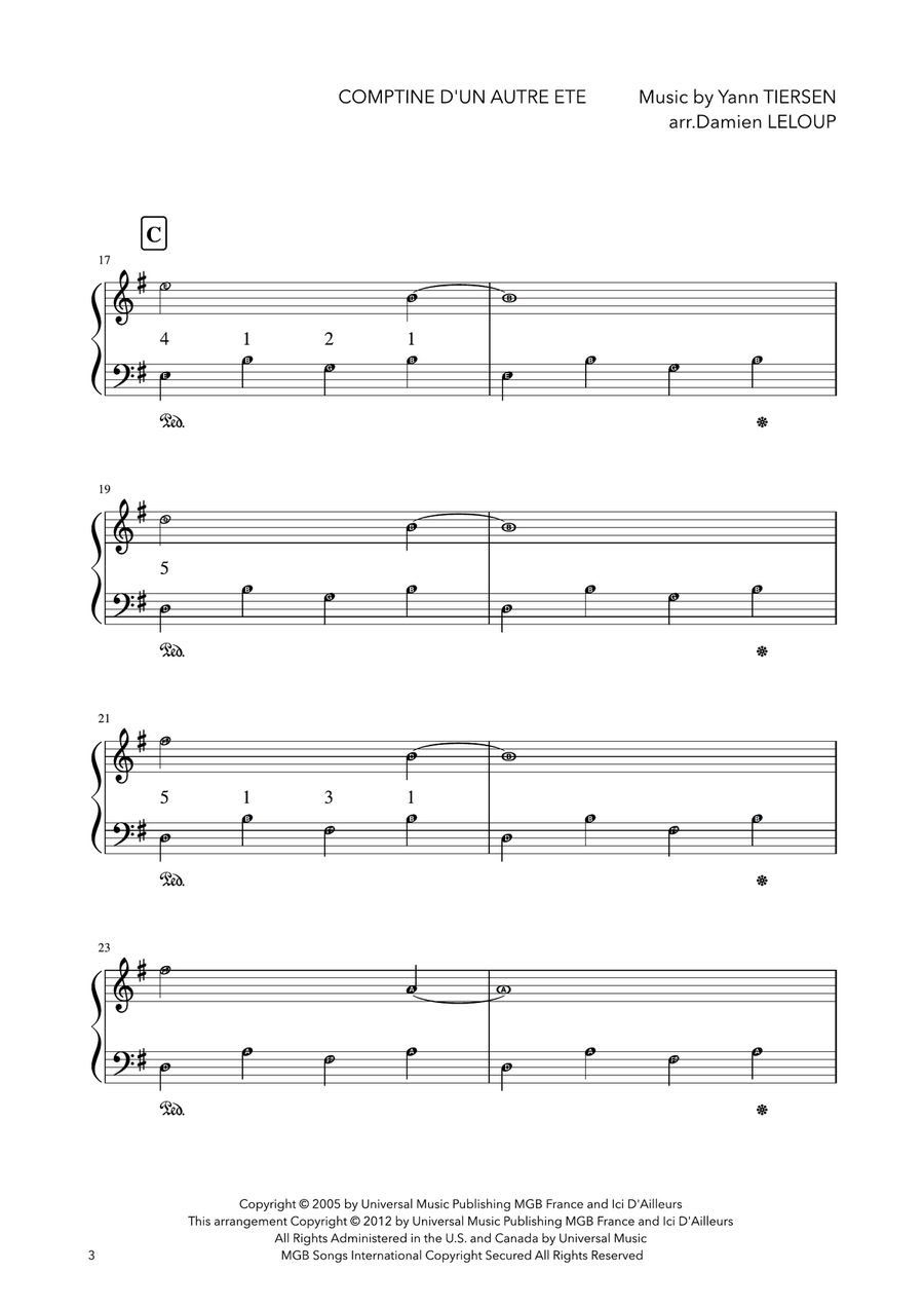 Comptine D'un Autre Été: L'après-midi Easy Piano scores gallery preview page 3