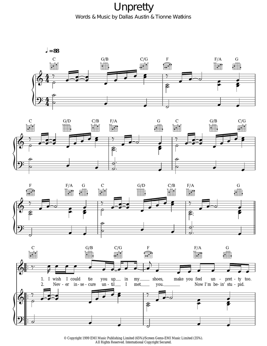 Unpretty Acoustic Guitar scores gallery preview page 1
