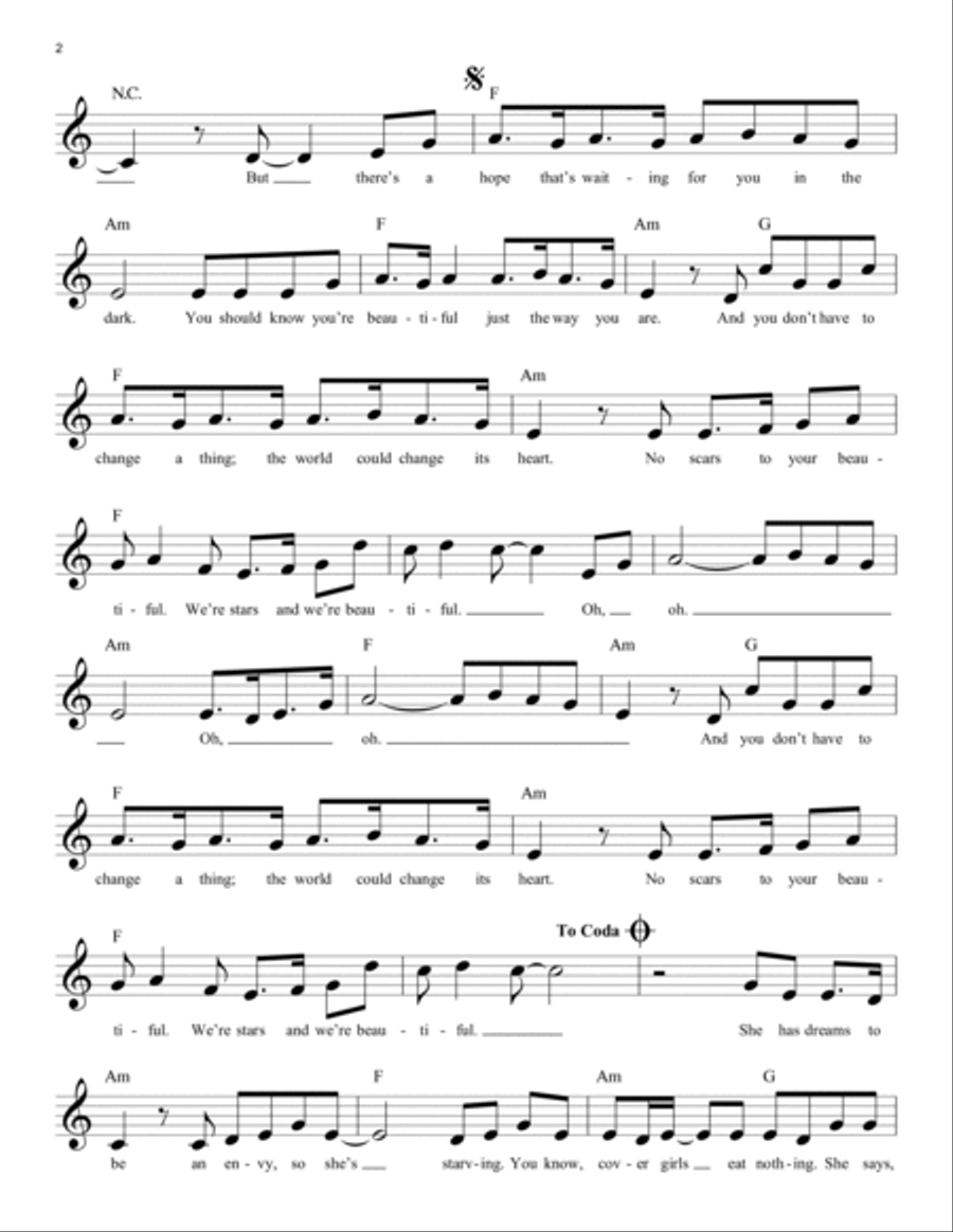 Scars To Your Beautiful Piano scores gallery preview page 2