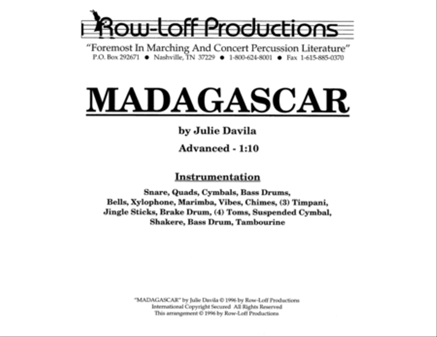 Madagascar w/Tutor Tracks Percussion Ensemble scores gallery preview page 2
