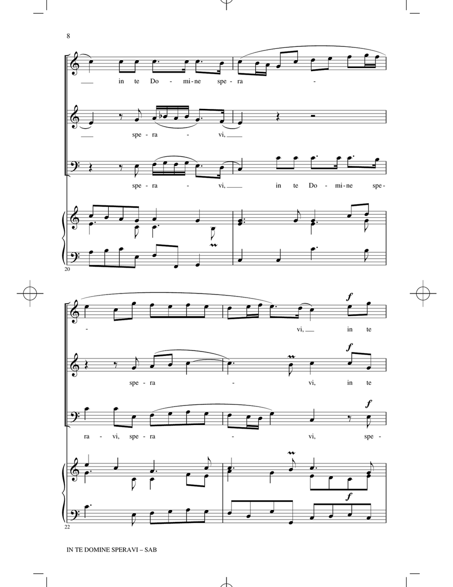 In Te Domine Speravi (ed. Ryan Kelly) 3-Part scores gallery preview page 6