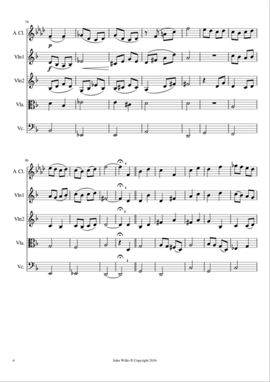 Gavotte - Clarinet quintet Clarinet Quintet scores gallery preview page 6