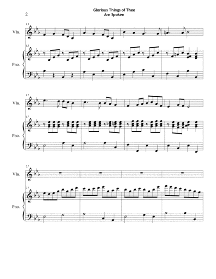 Glorious Things of Thee Are Spoken (Violin & Piano) Glorious Things of Thee Are Spoken (Violin & Piano) Violin Solo scores gallery preview page 2