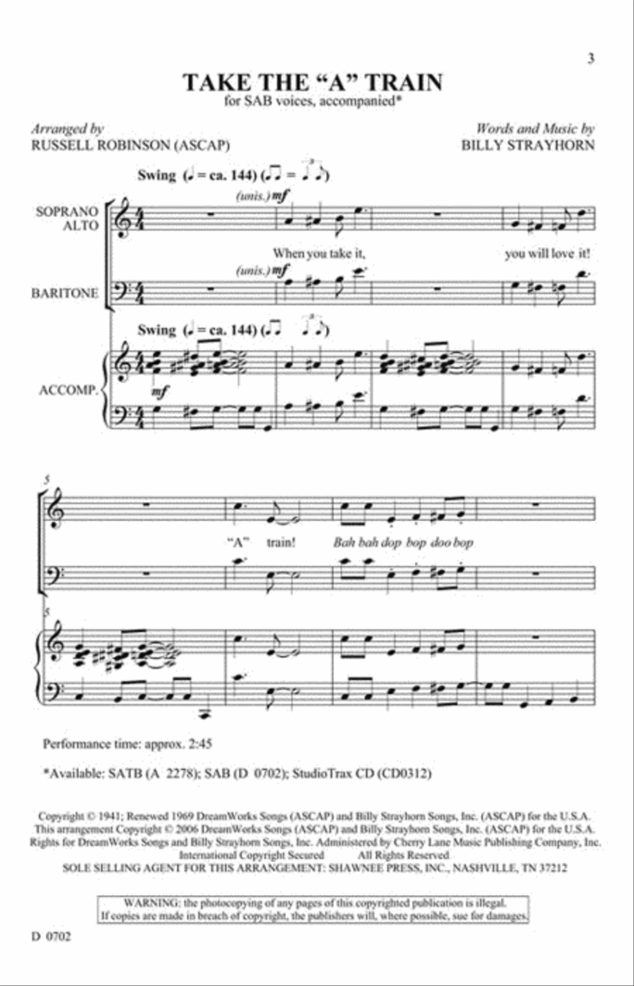 Take the “A” Train Take the “A” Train 3-Part scores gallery preview page 2