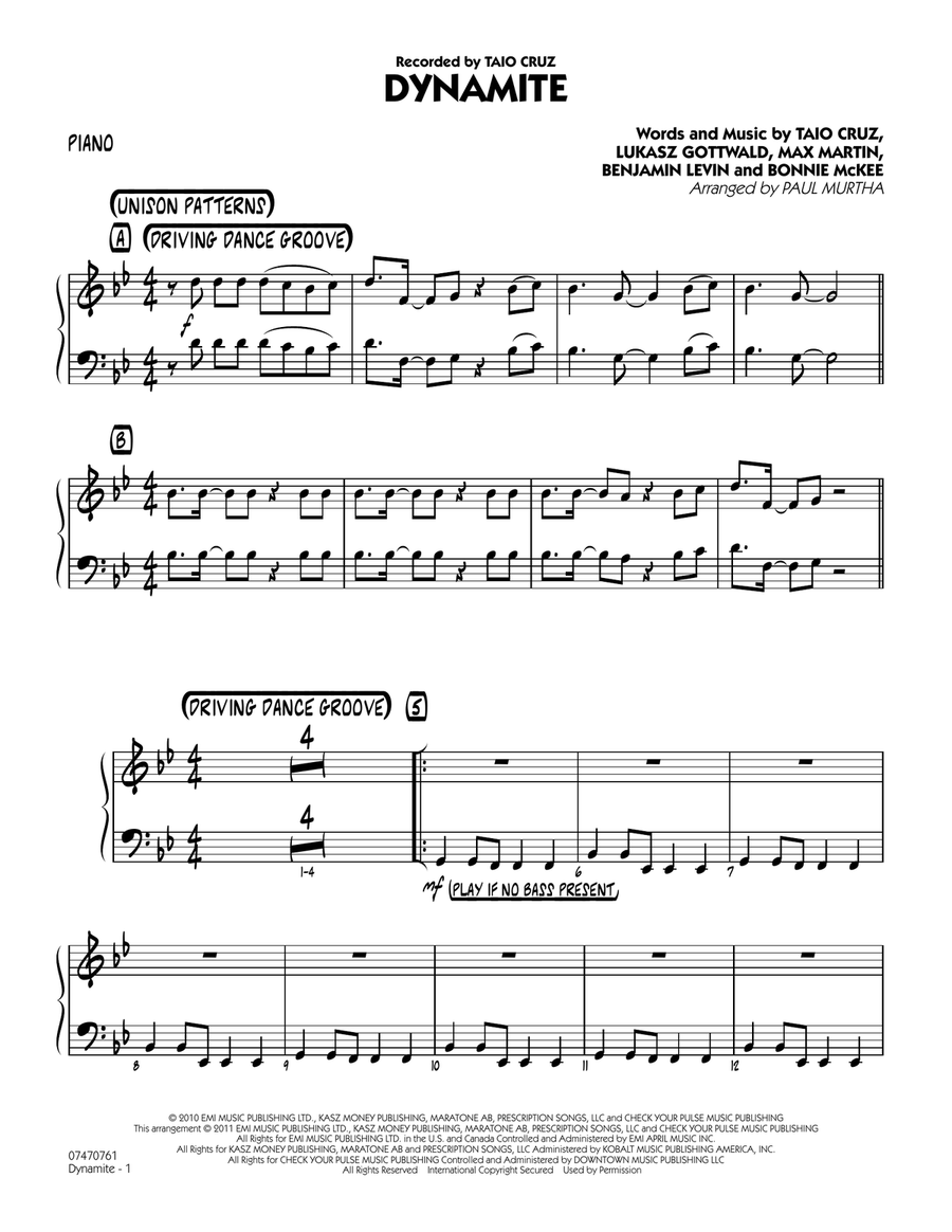 Dynamite - Piano