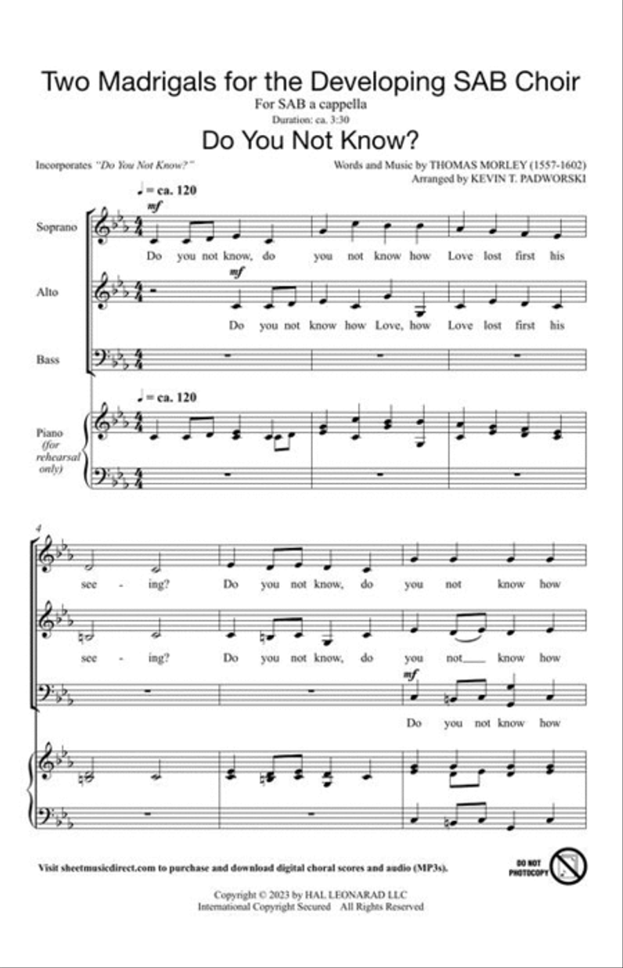Two Madrigals For The Developing SAB Choir 3-Part scores gallery preview page 4