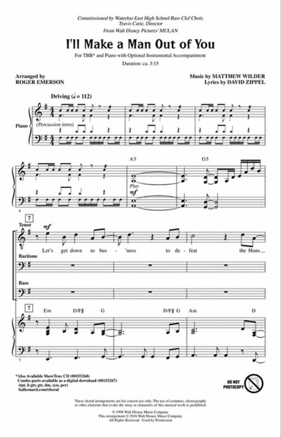 I'll Make a Man out of You 3-Part scores gallery preview page 2