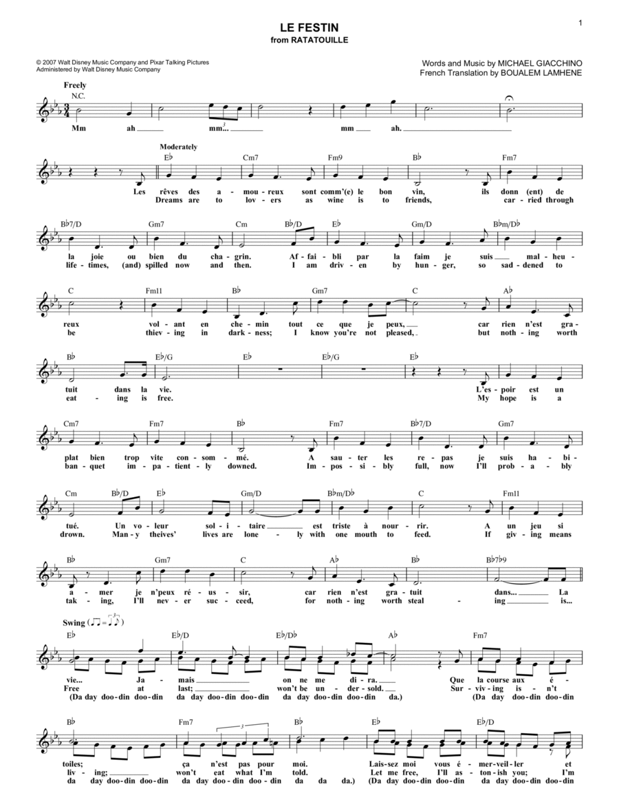 Le Festin (from Ratatouille) Guitar scores gallery preview page 1