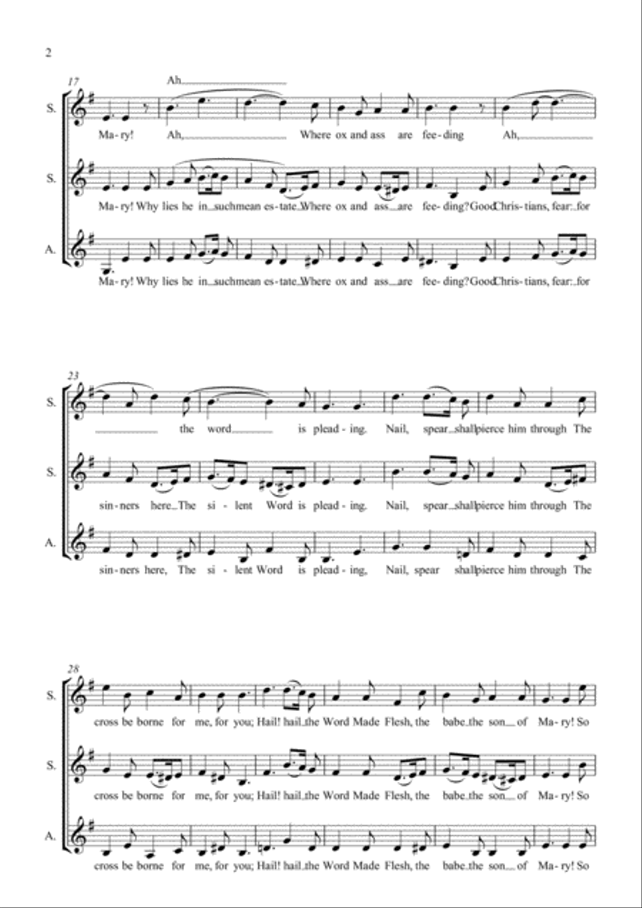What Child is This? Christmas carol on Greensleeves, words by Dix SSA Unaccompanied SSA scores gallery preview page 2