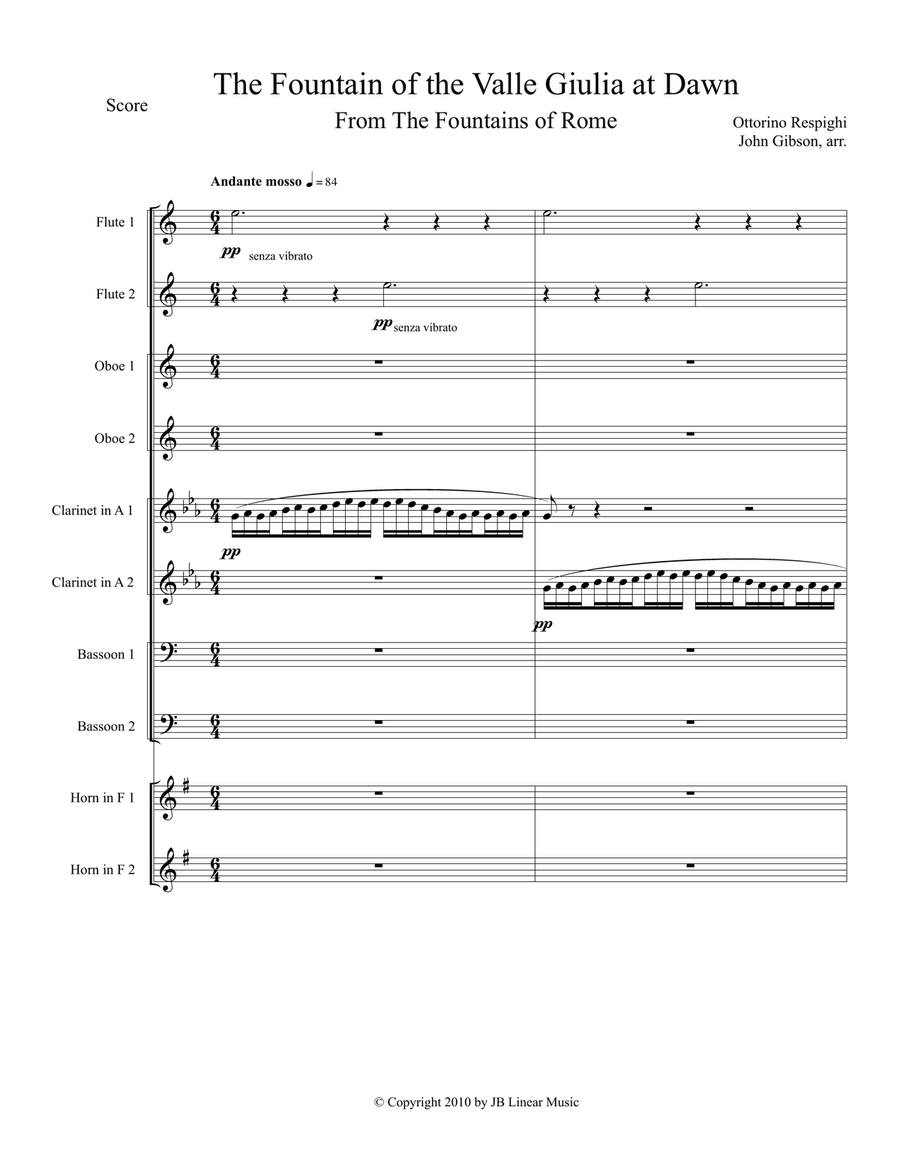Respighi - Fountains of the Valle Giulia - set for Double Woodwind Quintet Woodwind Ensemble scores gallery preview page 2